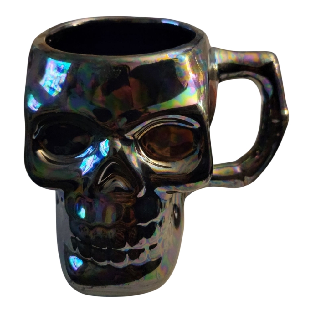 Jack O Lantern Lane Skull Mug Halloween Decor‎ Coffee Cup Iridescent